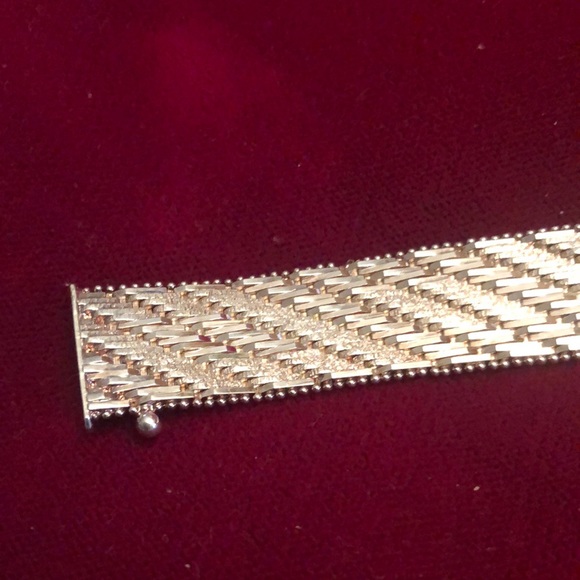 Vintage IBB Sterling Silver Wide Woven Bracelet - Picture 4 of 15